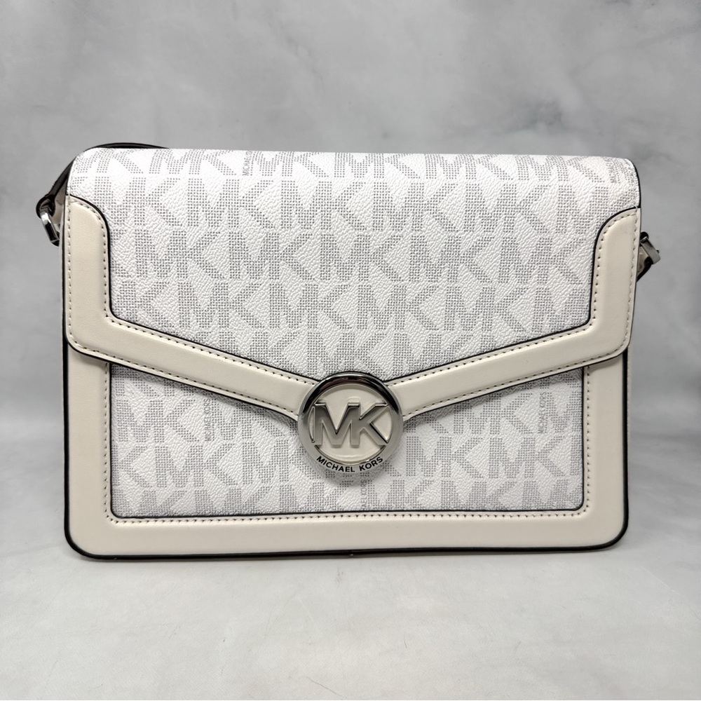 NWT MK Michael Kors Jessie Monogram Logo Adjustable Purse Bag Vegan Leather